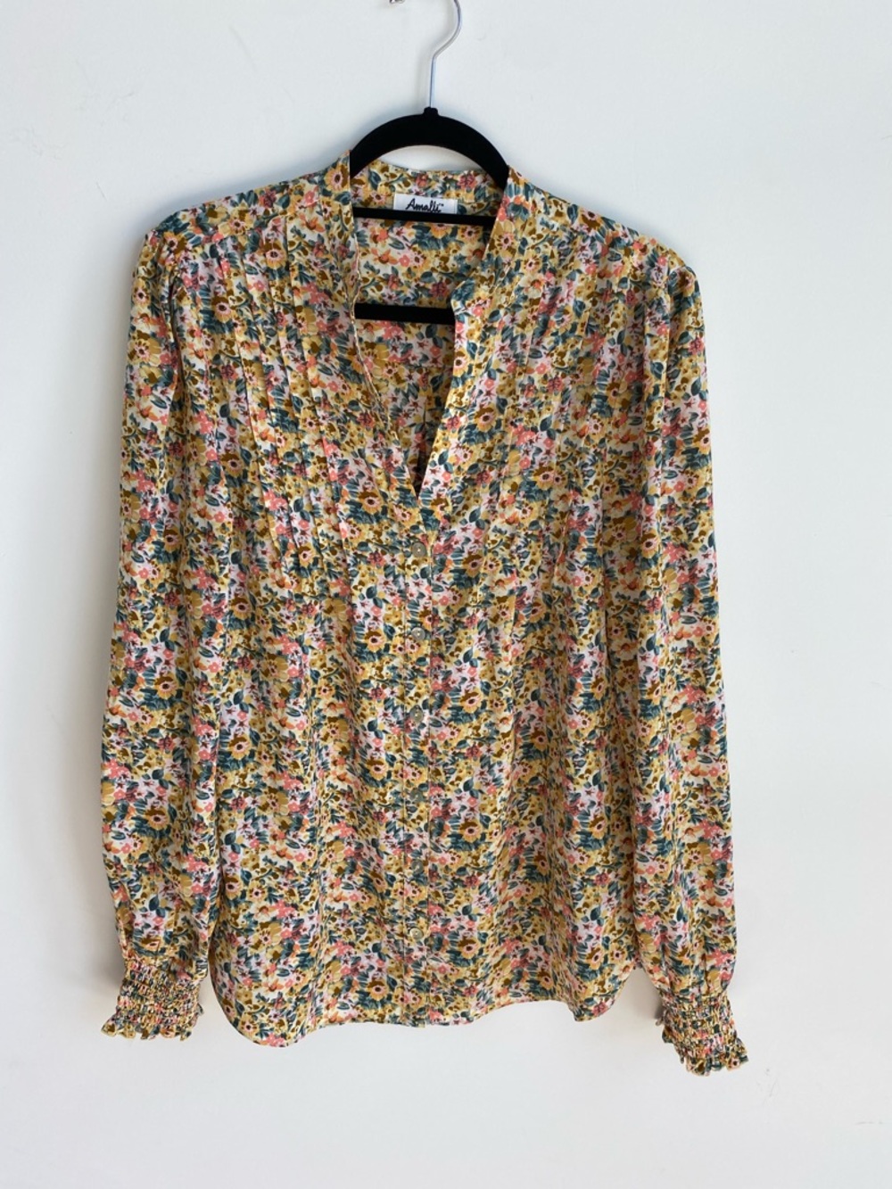 Emilia Floral Pintuck Blouse - Yellow Multi